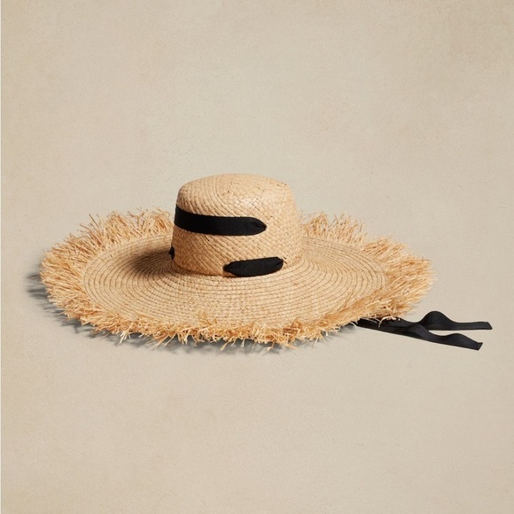 Lola Hats Alpargatas natural straw black trim sun hat ALPARGATAS — LOLA HATS main image 3